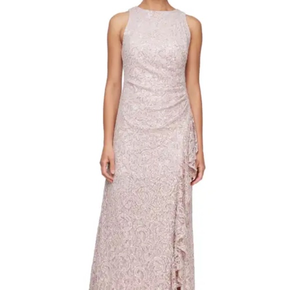 Alex Evenings Dresses & Skirts - Alex Evenings Sequin Ruched Ruffle A-Line Gown, size 10P